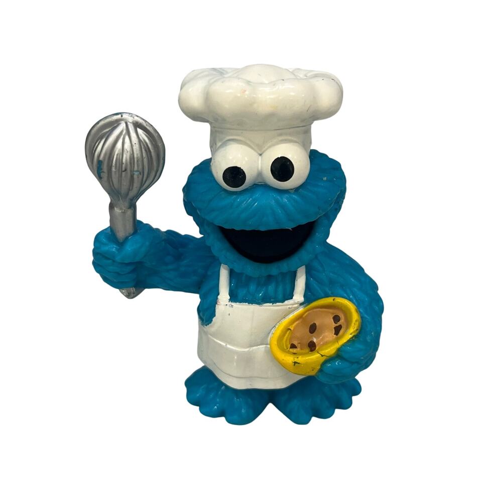 Hasbro 2012 Sesame Street Cookie Monster Chef Baker 3" PVC Figure Cake Topper